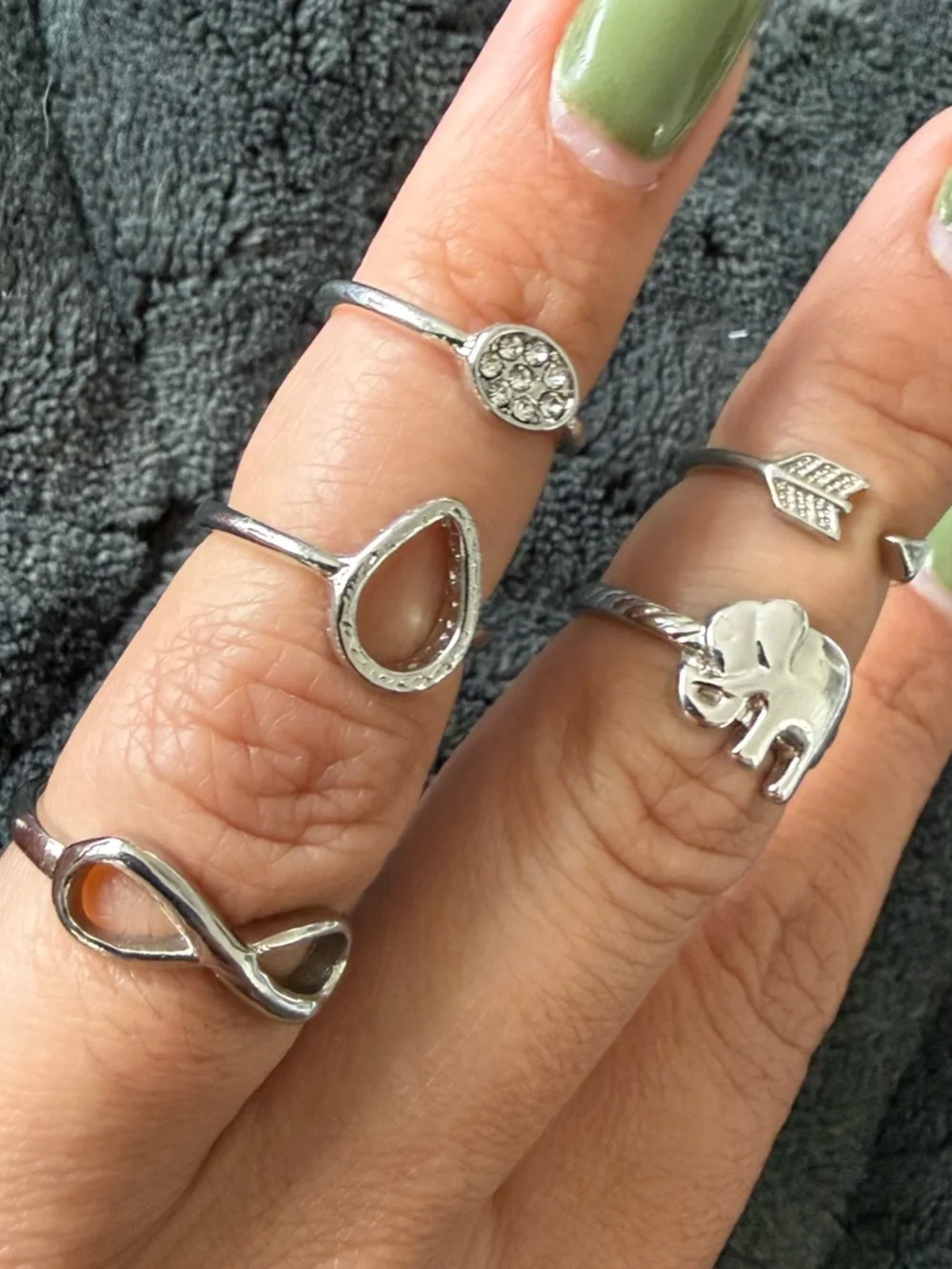 Silver Tone Stackable Ring Set - Picture 10 of 10